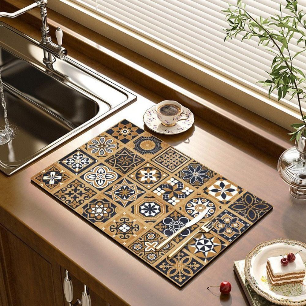 American Style Kitchen Drain Pad Absorbent Tableware Mat Table Home Decor Dish Drying Rugs Holiday