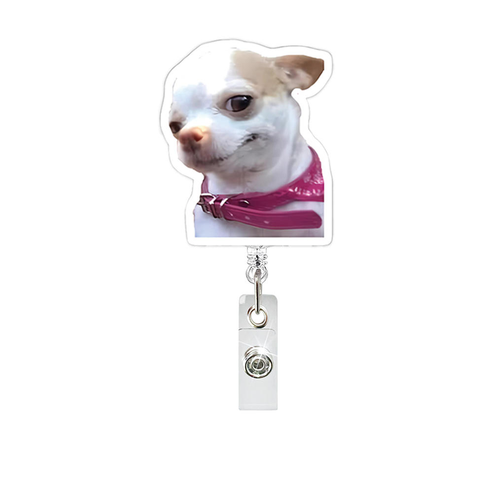 Funny Cat Expression Retractable Hospital Nurse Badge Holder Reel Cute Cartoon Meow Id Tag Work Card Holder Keychains