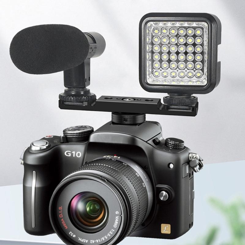 Double Cold Shoe Mount Extension Bar Aluminum Brackets for DSLR Camera Accessories Microphone LED Light Mounting