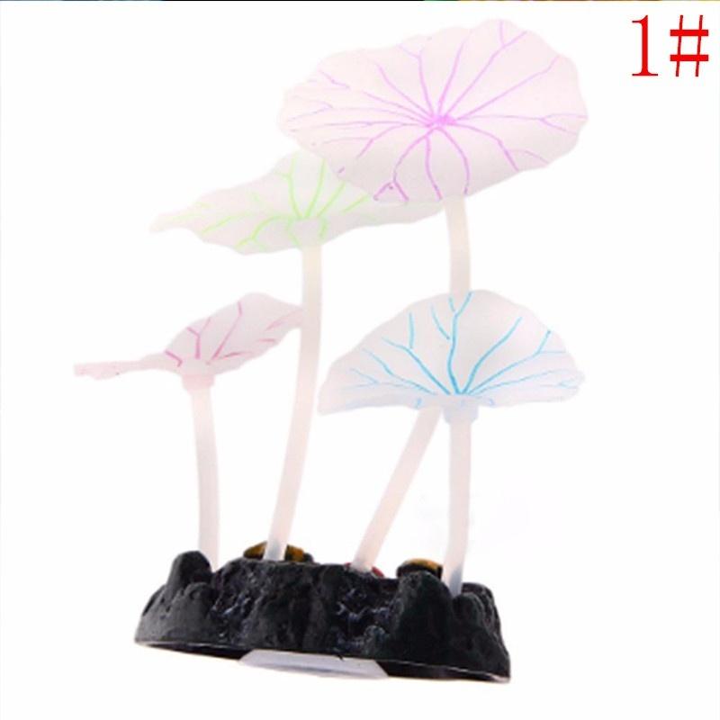 1pc Aquariums Accessories Artificial Coral Reef Glowing Lotus Leaf Mushroom Luminous Stones Fish