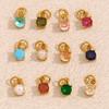 MamacitaSlay Stainless Steel Birthstone Round Charm Earrings Necklace Bracelet DIY Accessories Women's Retro Waterproof Jewelry