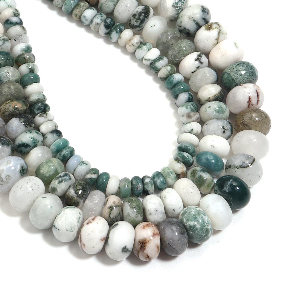 Natural Stone Beads 4 6 8mm Tree Pattern Abacus Flat Round Loose Spacer Beads For Jewelry Making DIY Bracelets Necklace Supplies