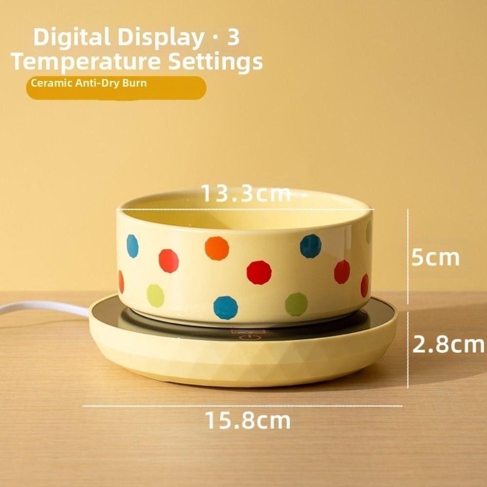 Ceramic Pet Heated Water Bowl Intelligent Temperature Adjustable Anti-dry Burning Self-Heating Water Bowl Non-slip Cartoon
