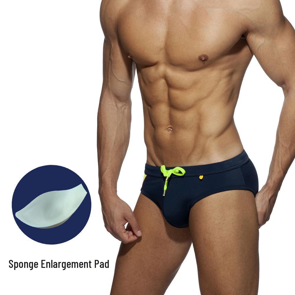 

Мужские плавки-бикини треугольной формы UXH - U-образный выпуклый крой, цветной блок, облегающие модные брифы M