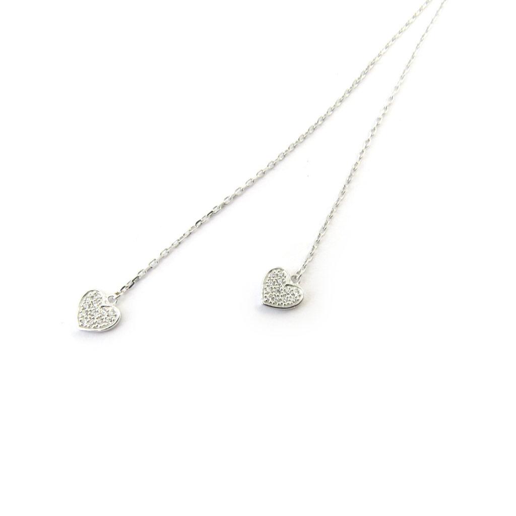 Les Trésors De Lily [N4007] - Silver Necklace 'Love' Silver White (rhodium-plated) - Hearts 8x8 Mm