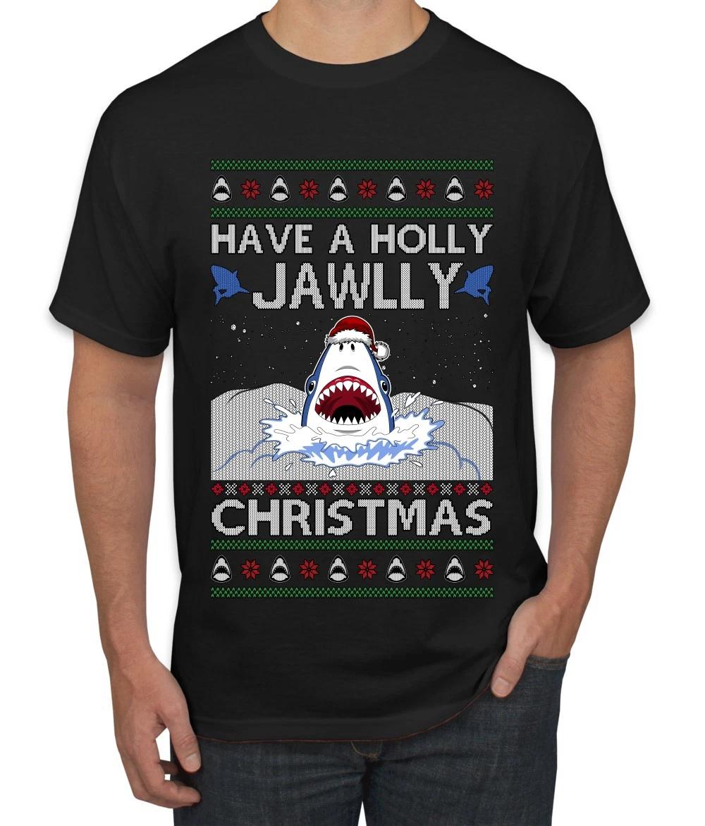 Have a Holly Jawlly Shark Ugly Christmas Men s T- Shirt 3XL