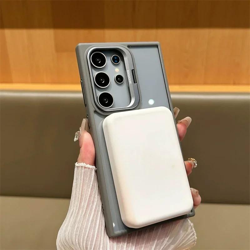Magnetic Wirelesss Charge Case For Samsung Galaxy S24 S22 S23 Ultra S23 Plus For  Camera Protector Holder Clear Cover