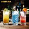 Japanese Style Collin Cups Engraved Glass Cocktail Glasses Cup Straight Mojito Juice Cups Long Island Ice Tea Cup Bar Accessory