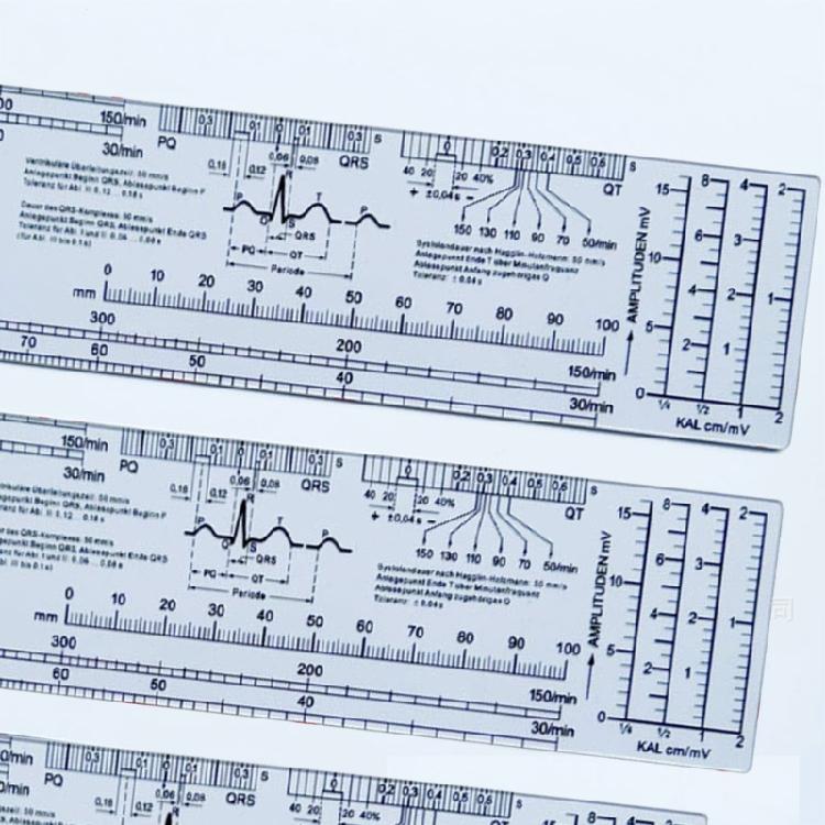 Heart Rate Scale Ruler for Interpretation Measurement Tool Reference Ruler Tool, Transparent Electrocardiogram Ruler