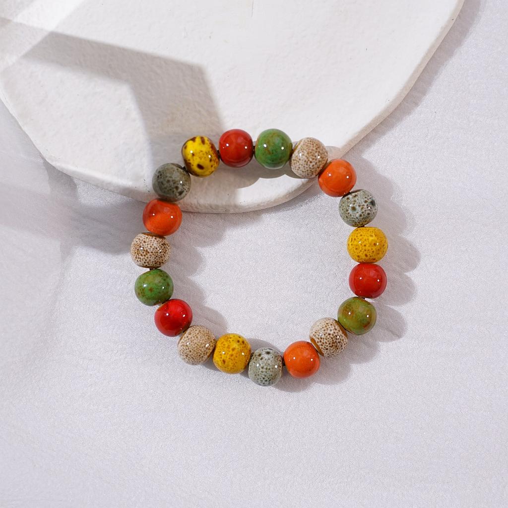Ceramic new fashion flower glaze bead bracelet multi-color leisure ethnic style student