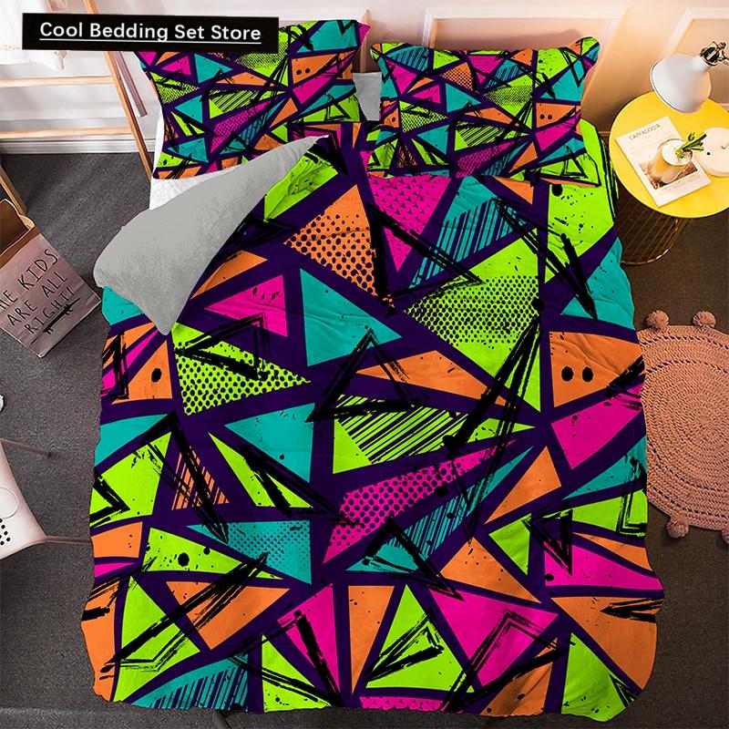 Irregular Geometry King Queen Duvet Cover Bohemian Style Bedding Set for Kid Teens Adult Modern Art 2/3pcs Polyester Quilt Cover