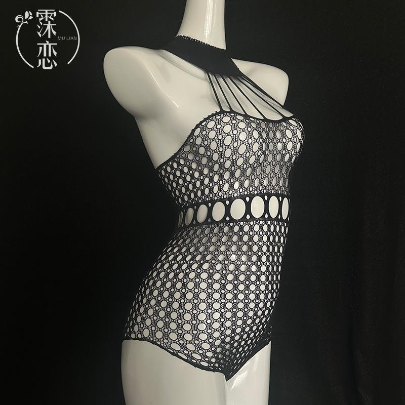 Sexy Underwear Mesh Perspective One-piece Mesh Large Size Sexy Free Nightclub Neck Sex Uniform Flirting