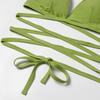 Yi Yong 2024 European & American High Elasticity Solid Color Wrap Tie Bikini Swimsuit