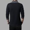 T-shirt da uomo a maniche lunghe slim fit, T-shirt con colletto patchwork, T-shirt da uomo con scollo a V, T-shirt in cotone
