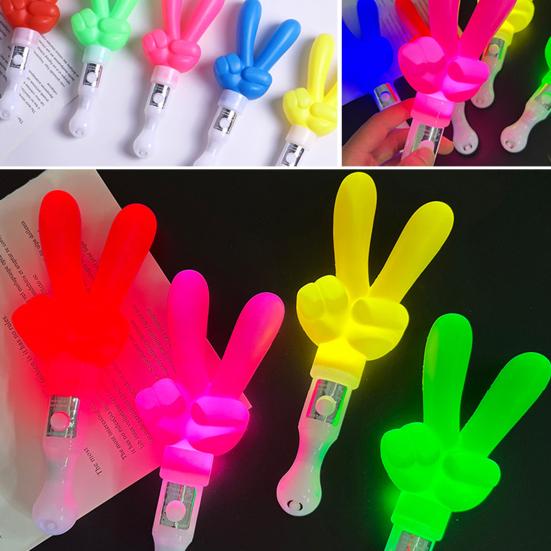 Renkli Işıklı Çubuk Barış İşareti Şeklinde Yanıp Sönen Işıklı Çubuklar 3 Aydınlatma Modu ile Partiler Konser Kutlamaları için Işıklı Asa Çubukları