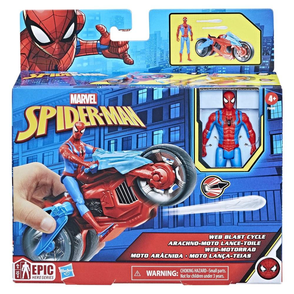 Hasbro Marvel Spider-Man Web Blast Cycle Action Figure Playset with Vehicle and 2 Web Projectiles Suitable for Children 4 and Up