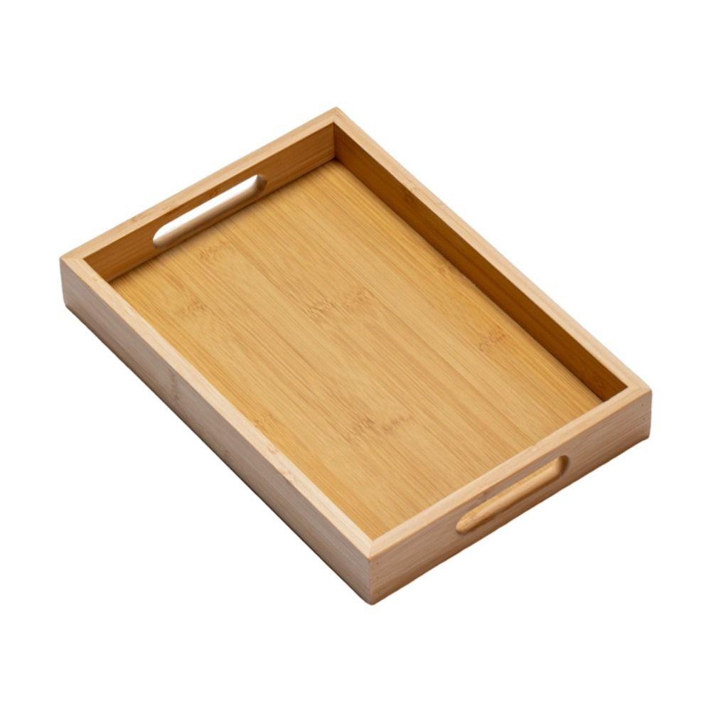 Rectangular Bamboo Wooden Tray With Handle Dessert Pallet Decorate Tray Serving Tray Coffee Table