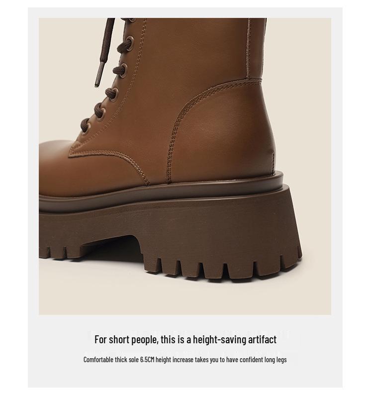 High-Quality 6CM Thick Sole Martin Boots for Women – Autumn 2025 British College Style, Four-Season Wear, Short Boots
