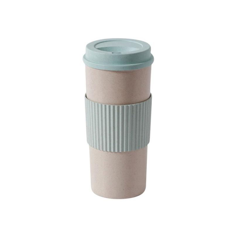 Reusable Coffee Tea  Cup Wheat Straw Mug Coffee Cup With Lid Home Outdoor Water Bottle