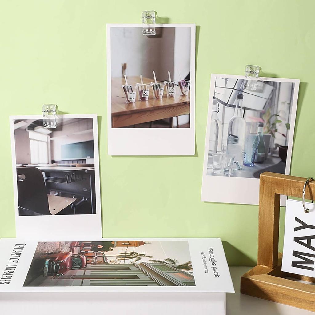 50 Pieces Self Adhesive Clips, Tapestry Sticky Spring Hangers Wall Clips for Hanging Poster Photo Office Decorations, Clear