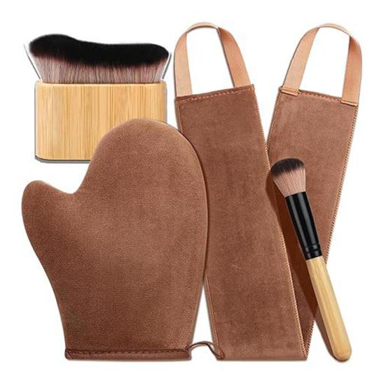 Self-Tanning Mitt Set with Waterproof Lining Double-Sided Self Tanner Glove Applicator Face Body Back Applicator Brush