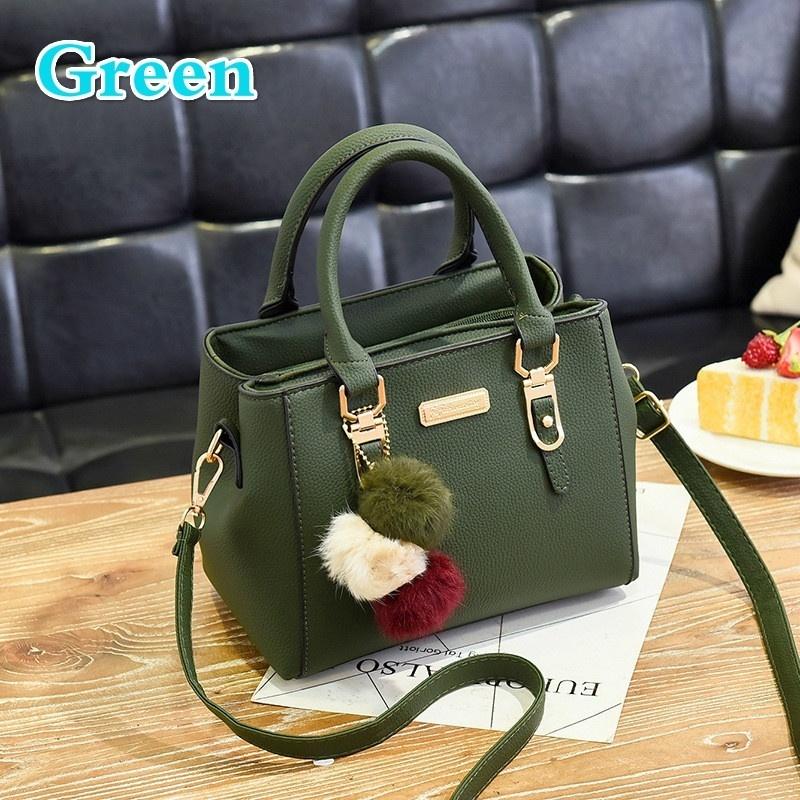 Fashion Women Handbags Hairball PU Leather Totes Bag Top-handle Crossbody Bag Shoulder Bag