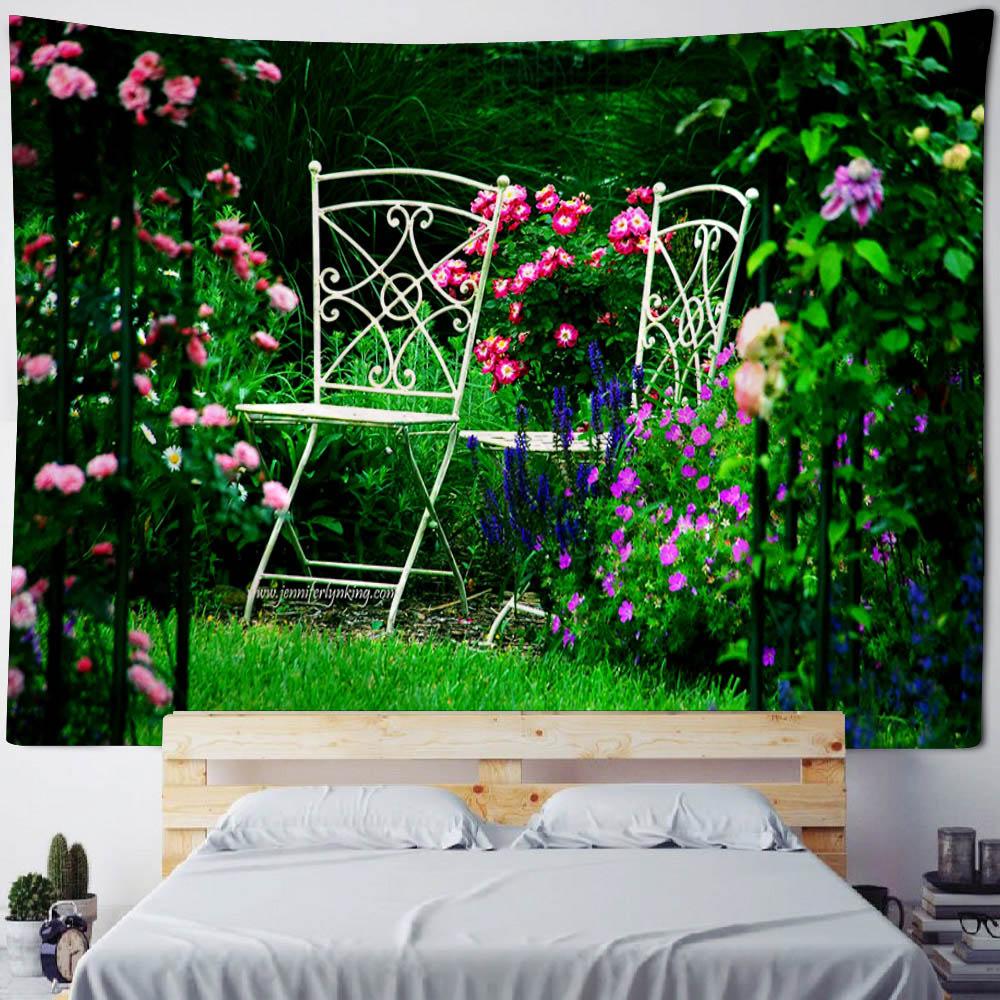 Beautiful garden landscape, tapestry, home art decoration wall mounted fairy tale posters fantasy sea view room background cloth
