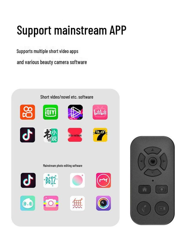 Rechargeable Bluetooth Remote for Phone: Photo, Video, and Short Video Control with Douyin and Ebook Reading Features