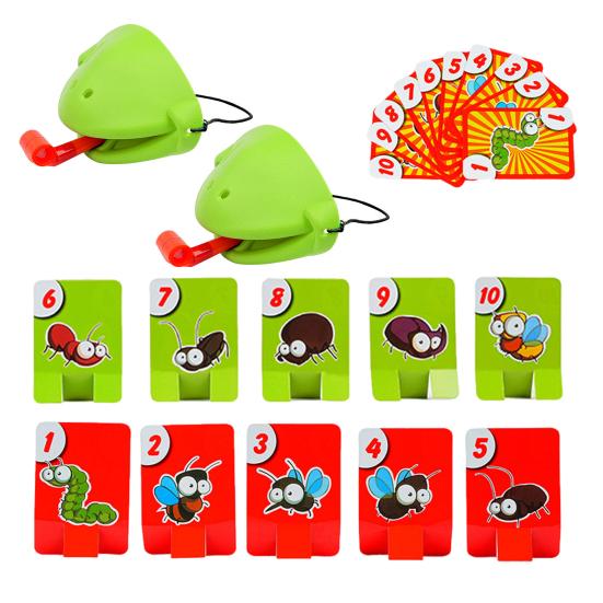 1 Set Sticking-Out Tongue Frog Face Guard Toy Licking Animal Chameleon Lizard Tongue Game 1/2/4 Players Board Game Toddler Boys Girls Gift