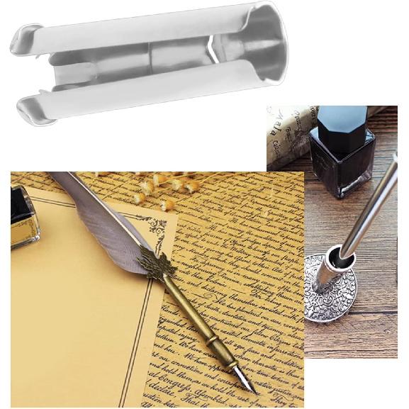 Create Idea 10pcs Dip Pen Ferrules Sleeve - 65 Manganese Steel Cover and Nib Holder for Calligraphy, Drawing, Writing, and Sketching