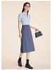 Women's Professional Short Sleeve V-Neck Satin Blouse - Iron-Free, Wrinkle-Resistant, Blue.