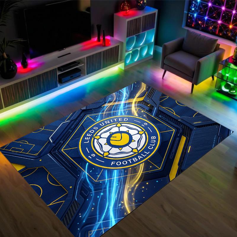Leeds United Voetbal Ontwerp Kristal Fluweel Tapijt Gezellig Niet?Antislip Bedrukt Tapijt Voor Slaapkamer Woonkamer Entree