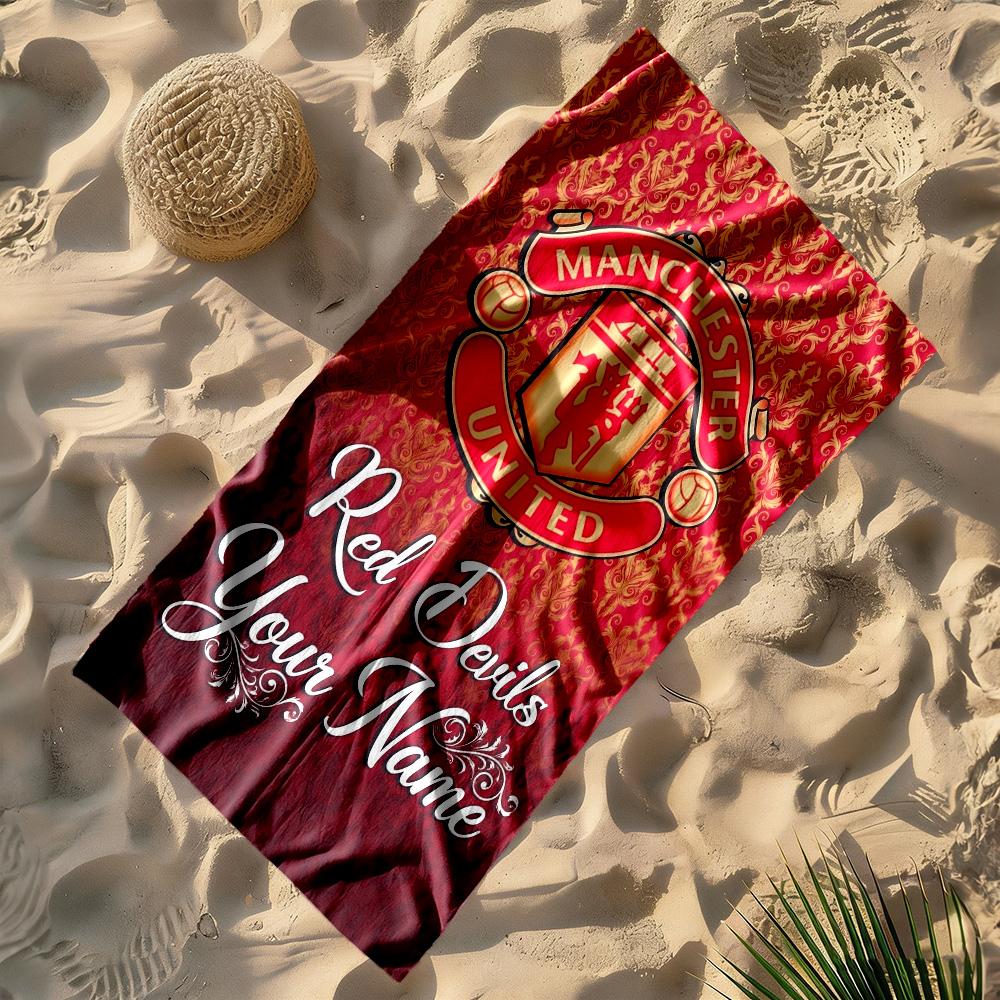 Manchester Personalized Name Beach Towel Quick-Dry Soft Microfiber Ideal for Travel Outdoor Swim Pool Yoga Surf Camping Hiking Gym Gift Holiday