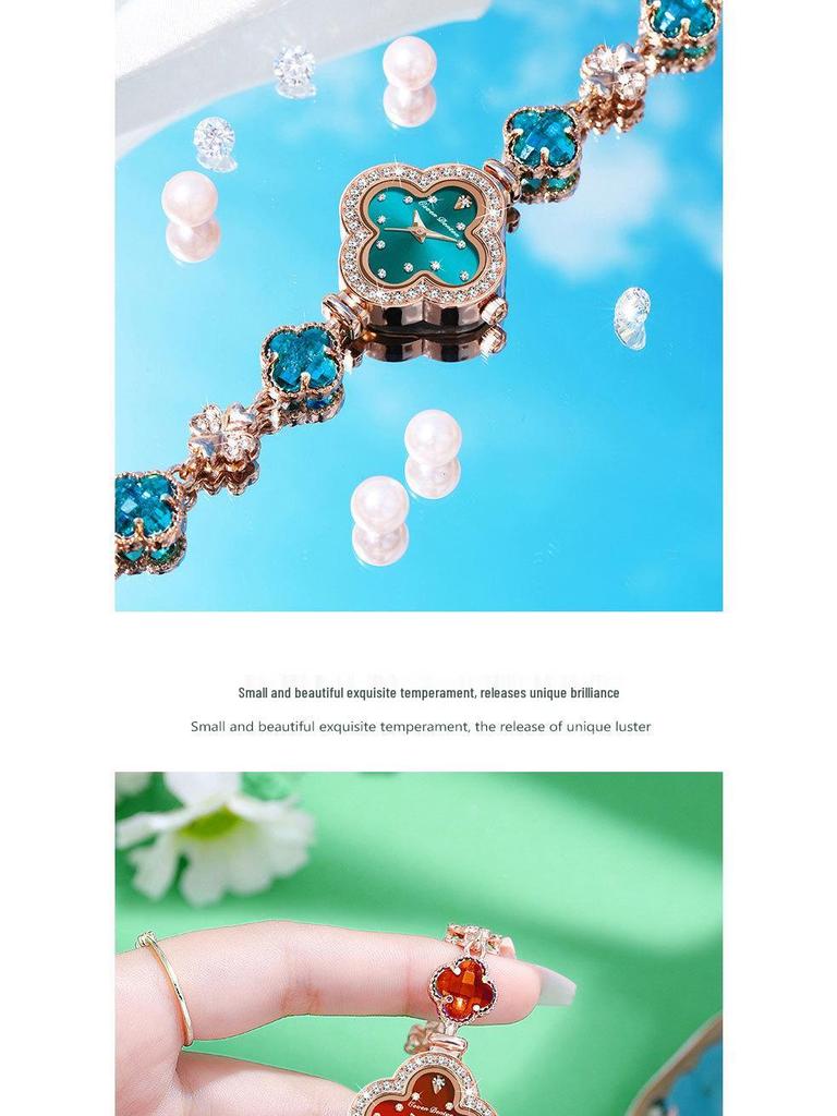 Women's Fashion Quartz Watch with Four-Leaf Clover Bracelet