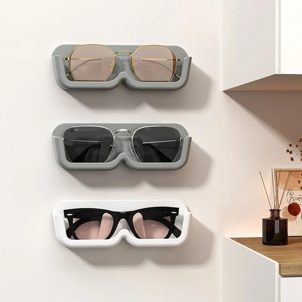 Wall Mounted Glasses Organizer, No Drill Sunglasses Display Rack, Decorative Storage Holder for Eyeglasses & Home Dec