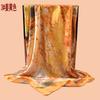 New women's 91CM satin landscape ink painting printing square scarf with sunscreen bag head silk scarf wholesale
