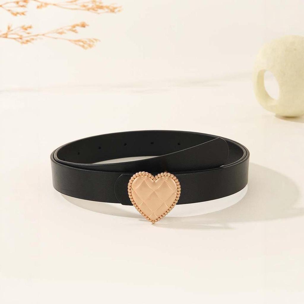Heart-Shaped Women's Fashion Black Waist Belt for Jeans