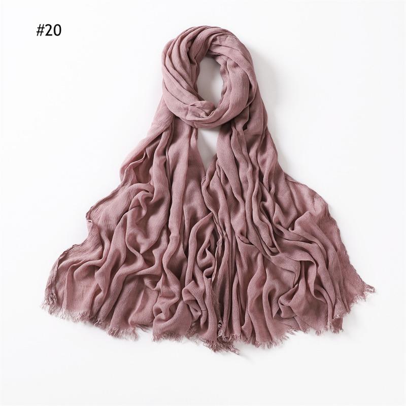 % Rayon Pleated Solid Color Human Cotton Two-end Beard Bag Headscarf Female, New Breathable Soft Scarf