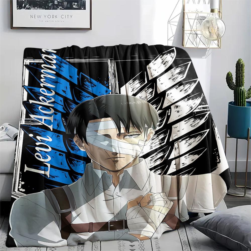 1PC Attack On Titan Print Flannel Blanket, High Quality All Seasons, Home Decor, Warmth and Comfort, Perfect for Christmas Gifts