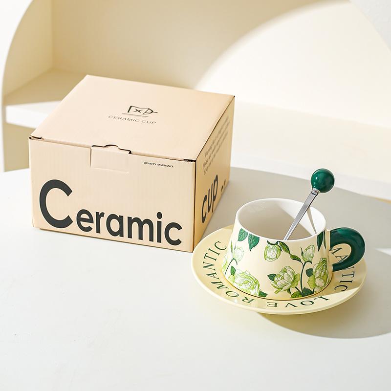 Fashion Ceramic Coffee Cup Saucer Mug Office Gift Gift Home Cup Water Cup Couple Breakfast Cup
