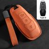 Genuine Leather Auto Key Fob Cover Fit For Ford Fusion Mustang Explorer F150 F250 F350 Ecosport Edge S-Max Ranger Lincoln Mondeo Key Ring Accessoy