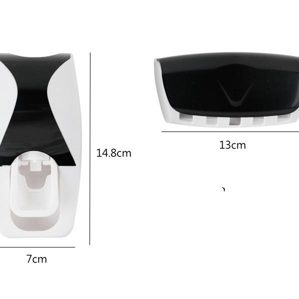 No-Drill Toothbrush Holder & Automatic Toothpaste Dispenser Wall-Mounted Set