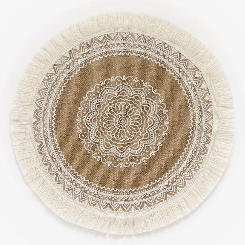 Round Embroidery Lace Table Placemat Nordic Style Non-Slip Placemat Heat Insulation Furniture Decoration Mat Coffee Cup Mats