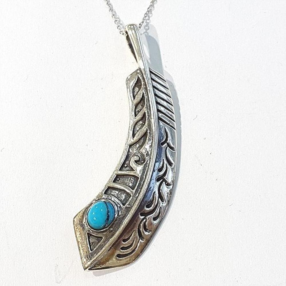 [Bluek] Silver Sterling Silver Pendant 220107-10 Turquoise Feather (S8014531)
