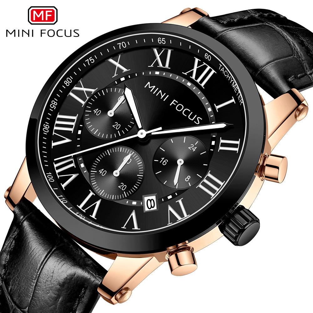 Men's Glow-in-the-dark Waterproof Leather Strap Casual Men's Watch