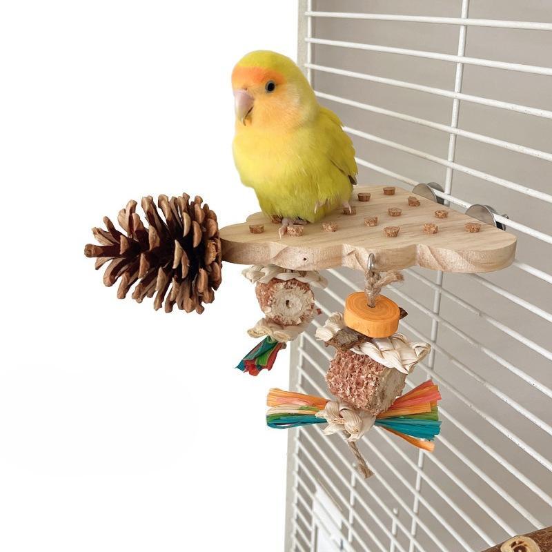 Parrot Toy, Stop The Platform, Relieve Boredom and Have Fun. Peony and Black Phoenix Bird Toy, Whining Board, Pinecone Chewing String Set