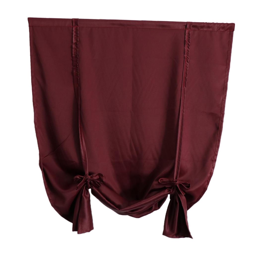 Thermal Insulated Roman Curtain Window Valance Tie Up Curtains Home Decoration , Red_1