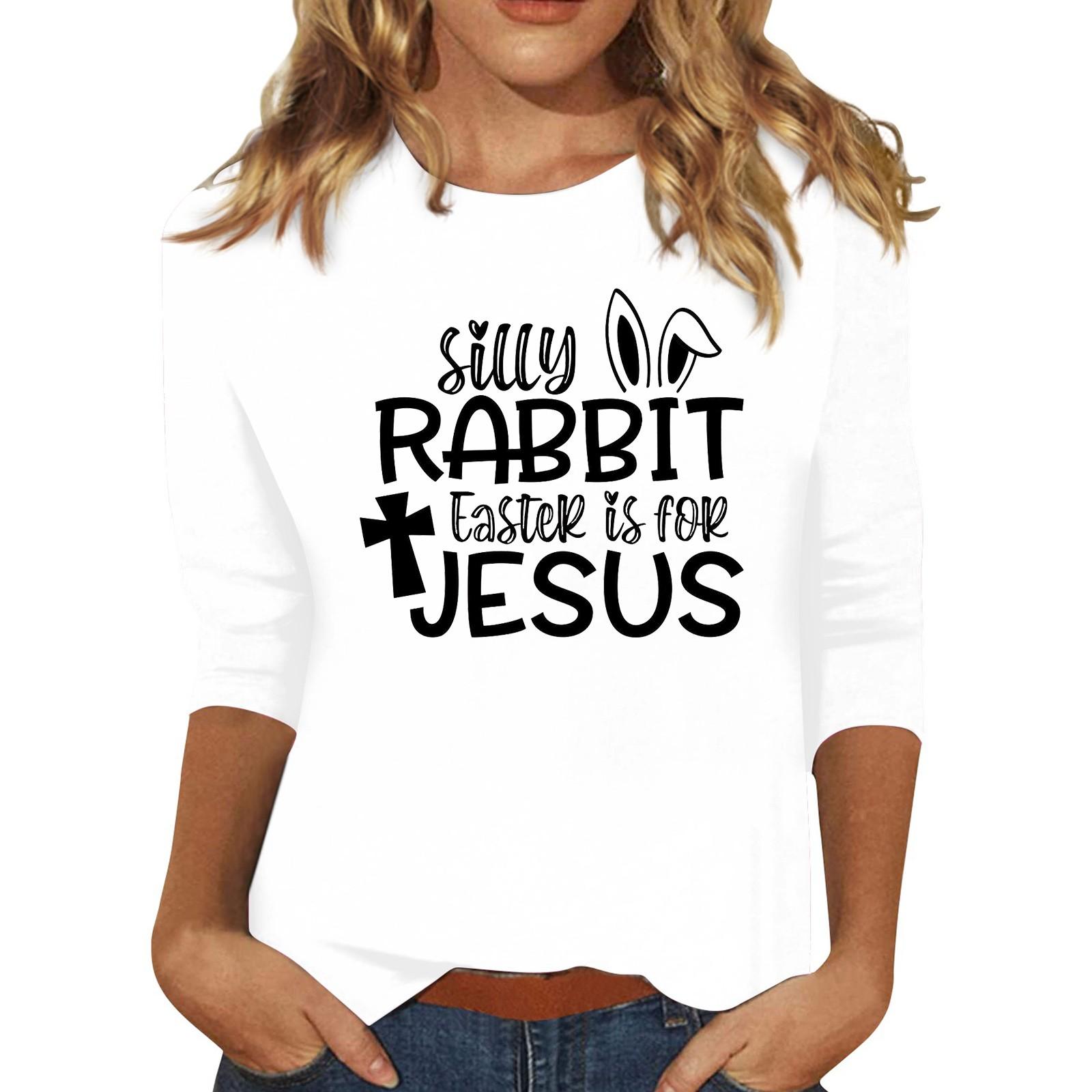 

Жіночі повсякденні футболки з рукавом 3/4 з круглим вирізом XL білий