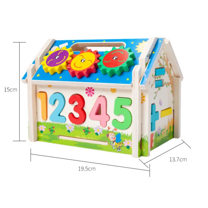 Wooden Matching House Toys Montessori Toys Multifunction Box Color Shape Sorting Building Blocks for Children Early Education