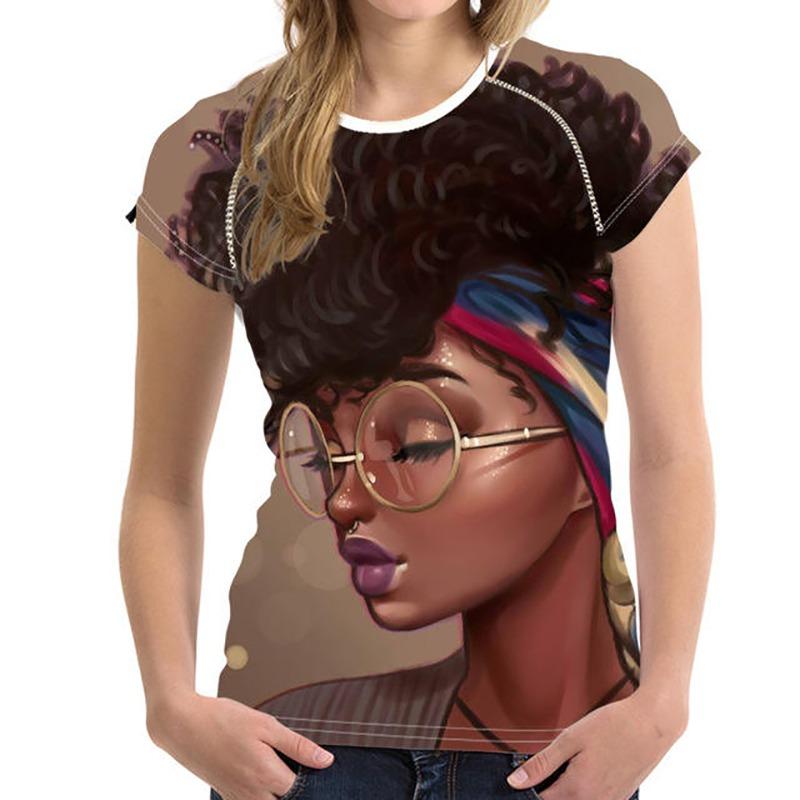 New African Girls T-shirt 3D Print Ethnic Style Tees Women Streetwear Short Sleeve T Shirts Harajuku Oversized Y2k Tops Clothing